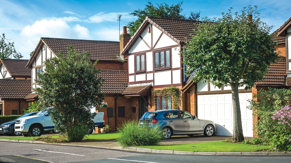 Modern house with two cars